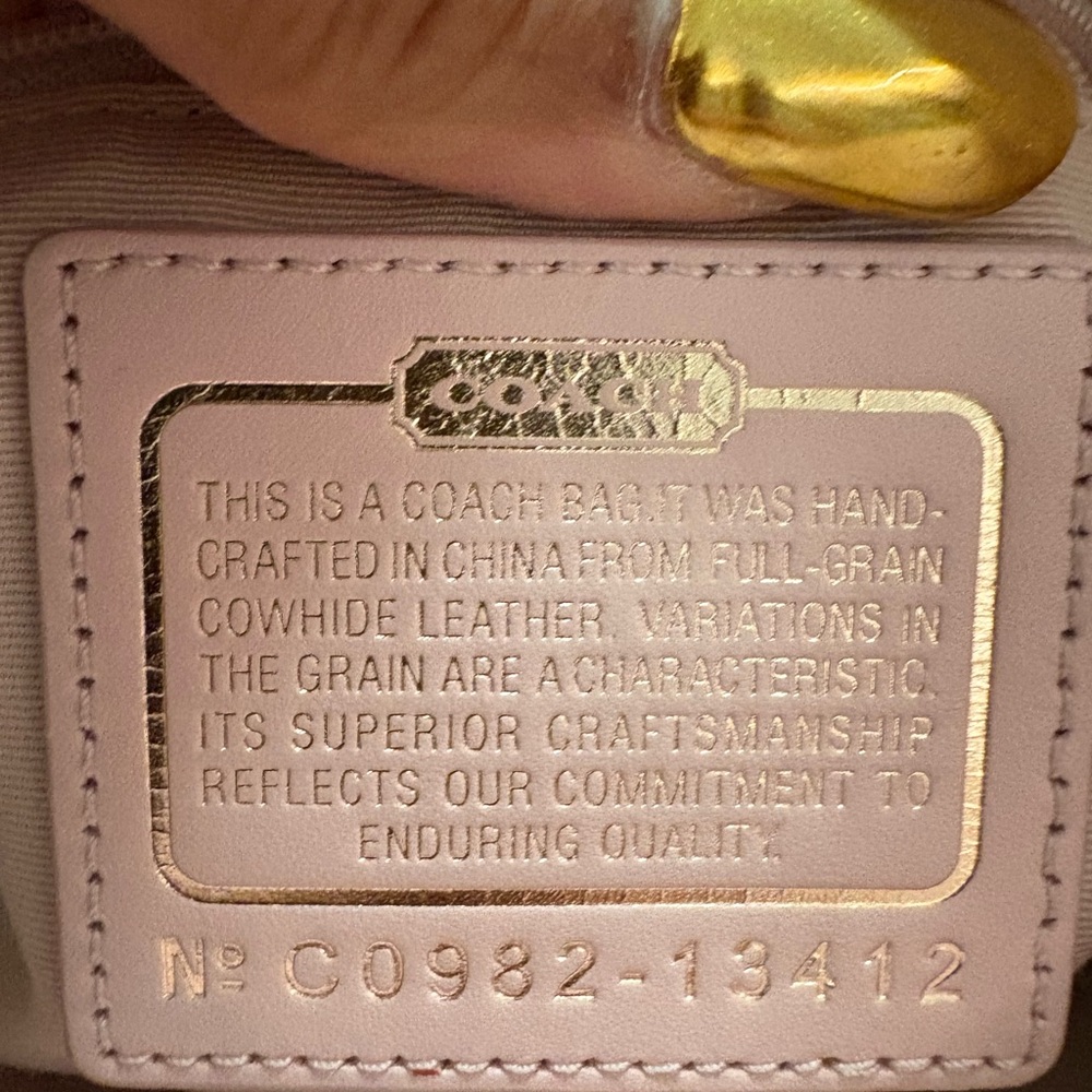 Coach Cream Leather Bag with Embossed Tag